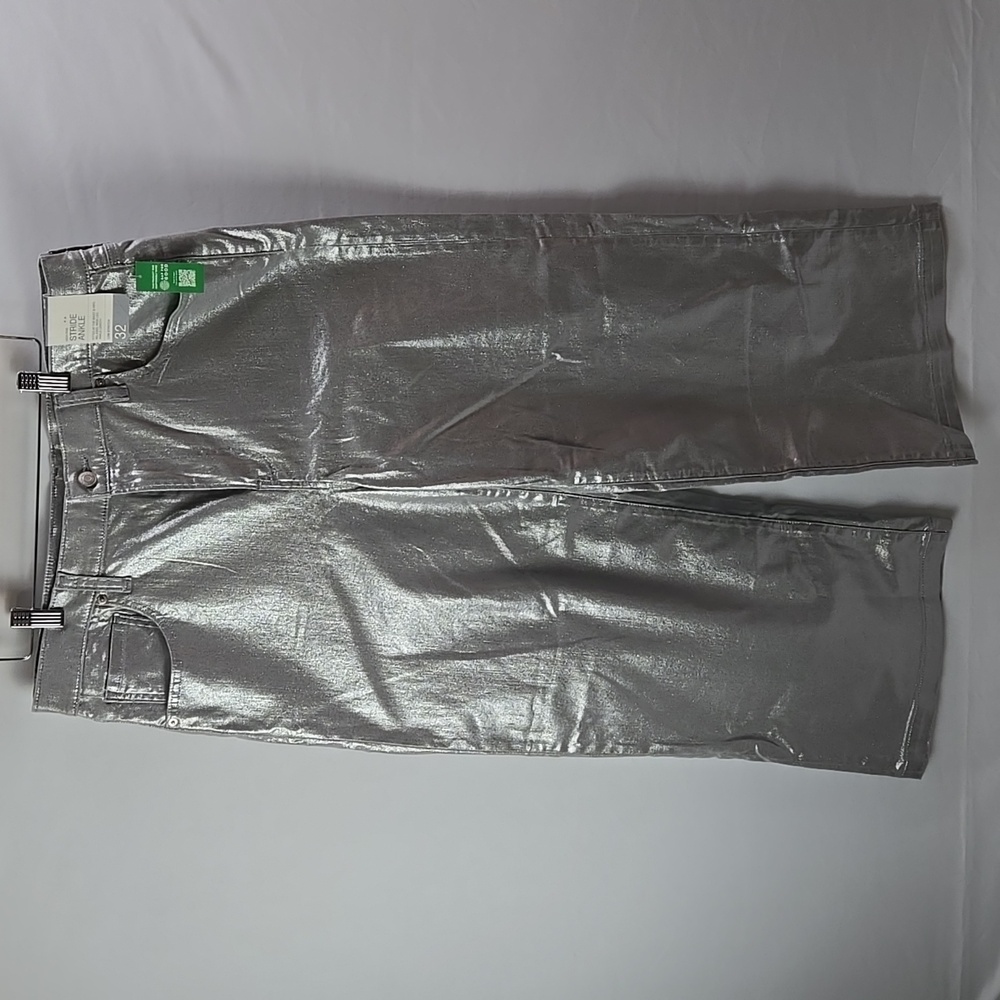 GAP Metallic Silver Wide-Leg Jeans